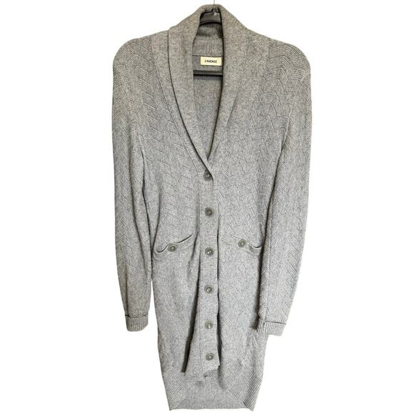 L'Agence Emelia Cardigan Chevron Knit Button Front Wool Blend Gray Size XS - Picture 7 of 13